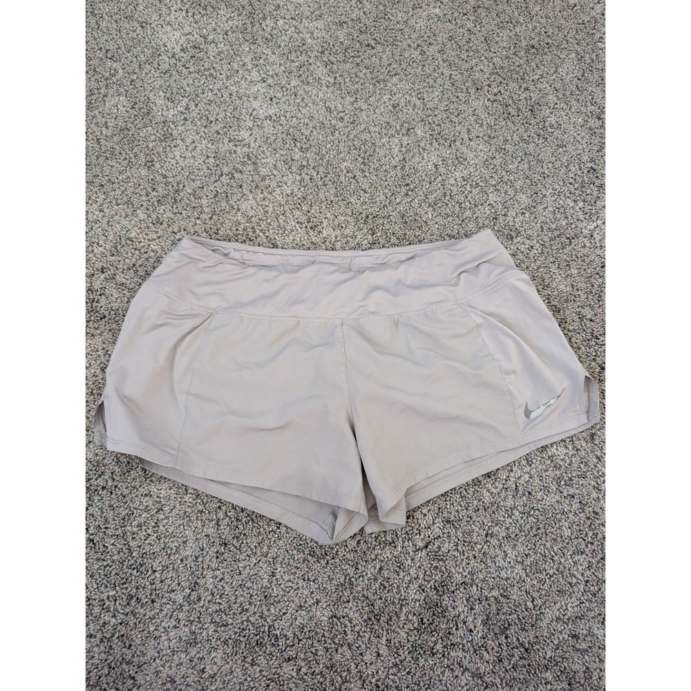 Nike Dri-FIT Womens Running Shorts Light Grey Perforated Activewear Large